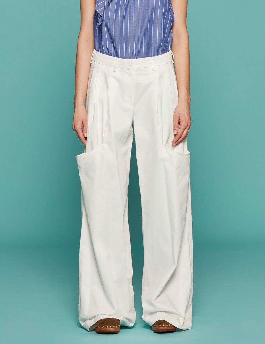 pantapalazzo rayan tasconi cotone bianco - jejia - pantalone