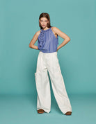 pantapalazzo rayan tasconi cotone bianco - jejia - pantalone