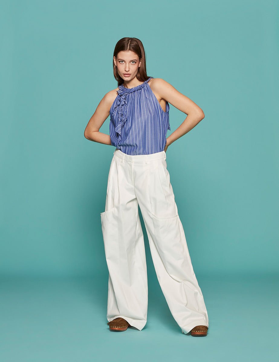 pantapalazzo rayan tasconi cotone bianco - jejia - pantalone