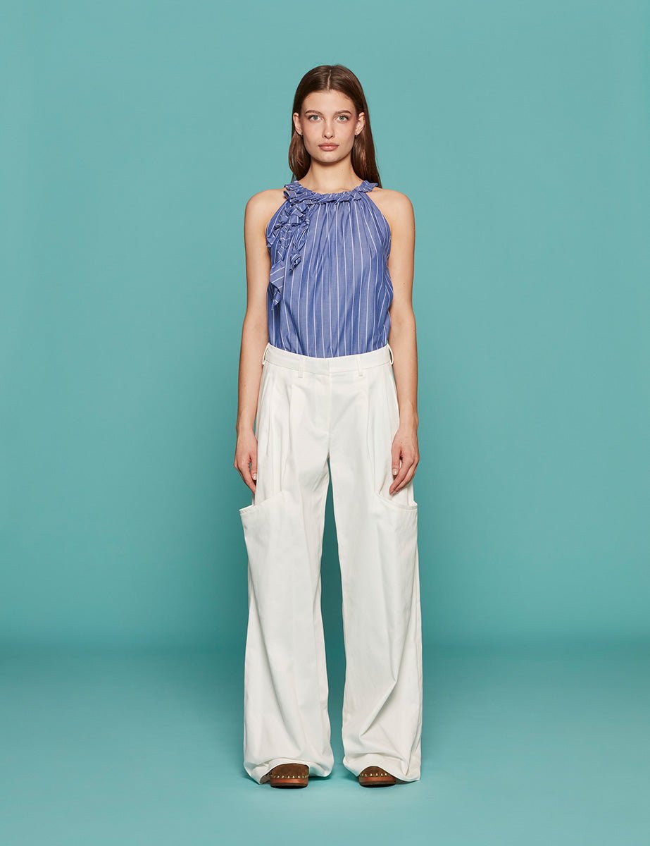 pantapalazzo rayan tasconi cotone bianco - jejia - pantalone