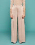 pantapalazzo stretch silk satin petalo - forte forte - pantalone