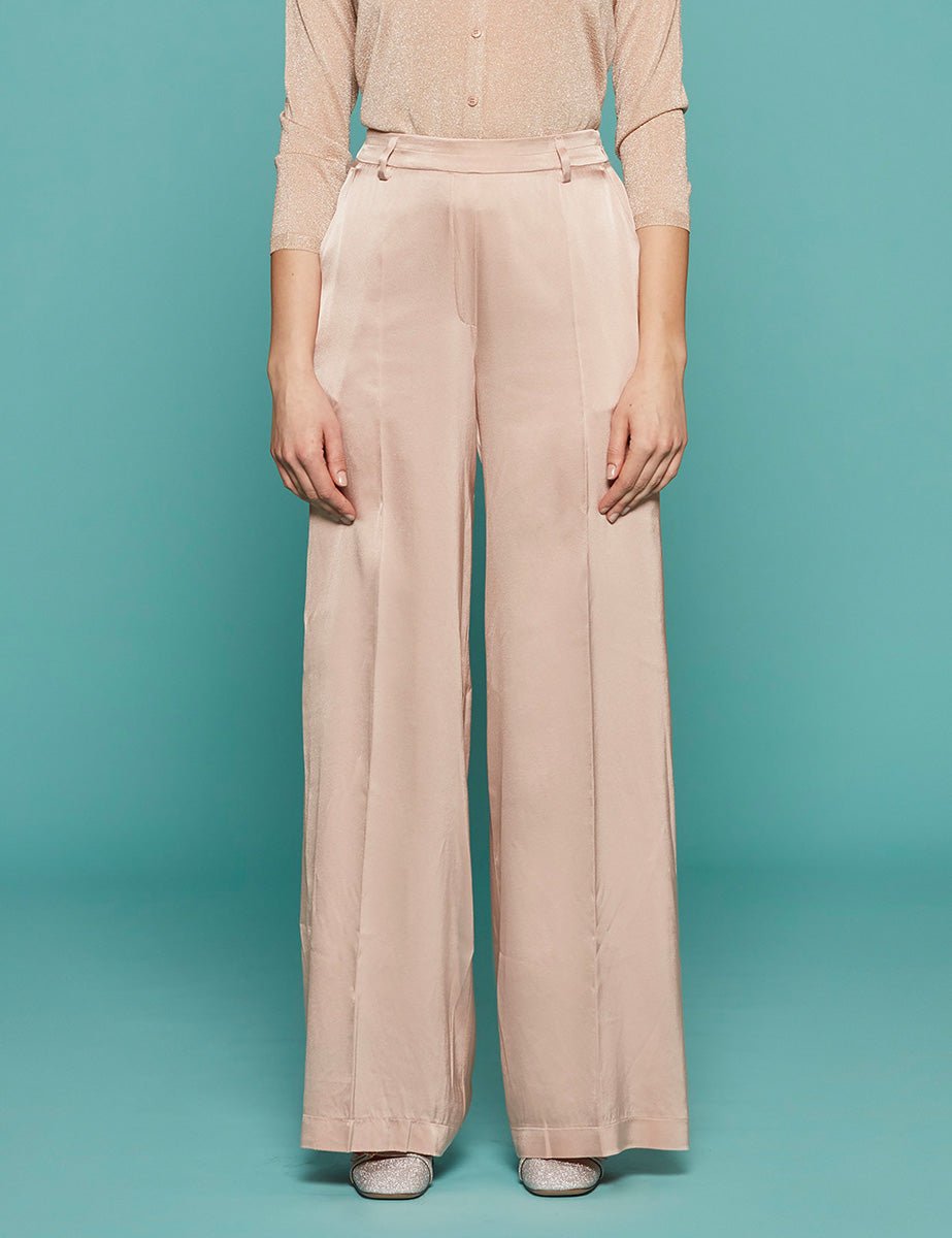 pantapalazzo stretch silk satin petalo - forte forte - pantalone