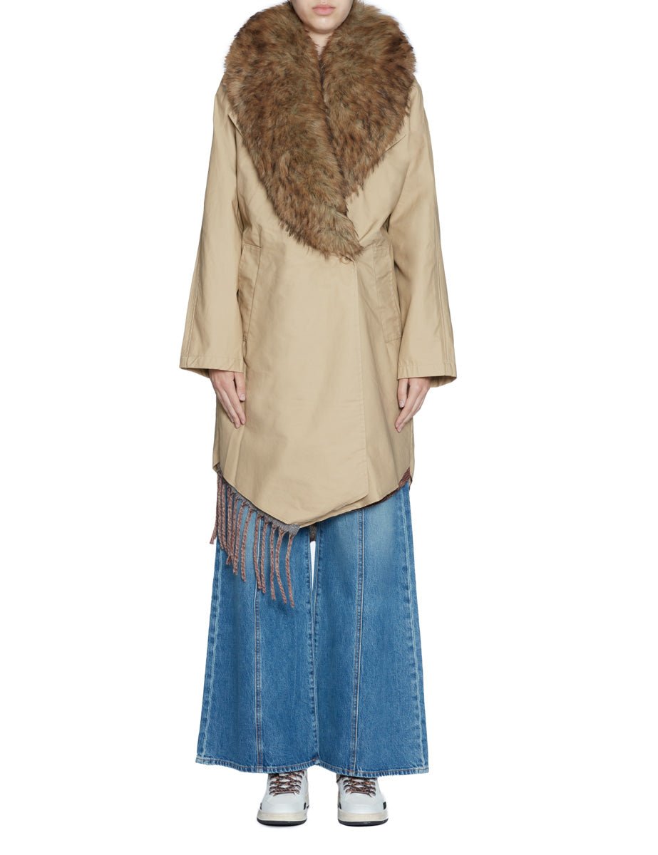parka accoppiato collo ecofur beige - blufrida - giacca