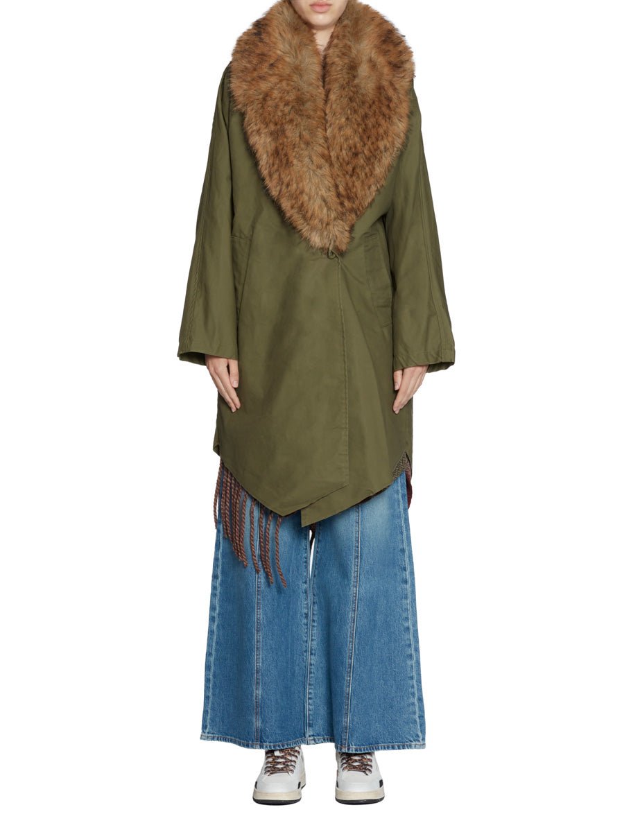parka accoppiato collo ecofur verde militare - blufrida - giacca