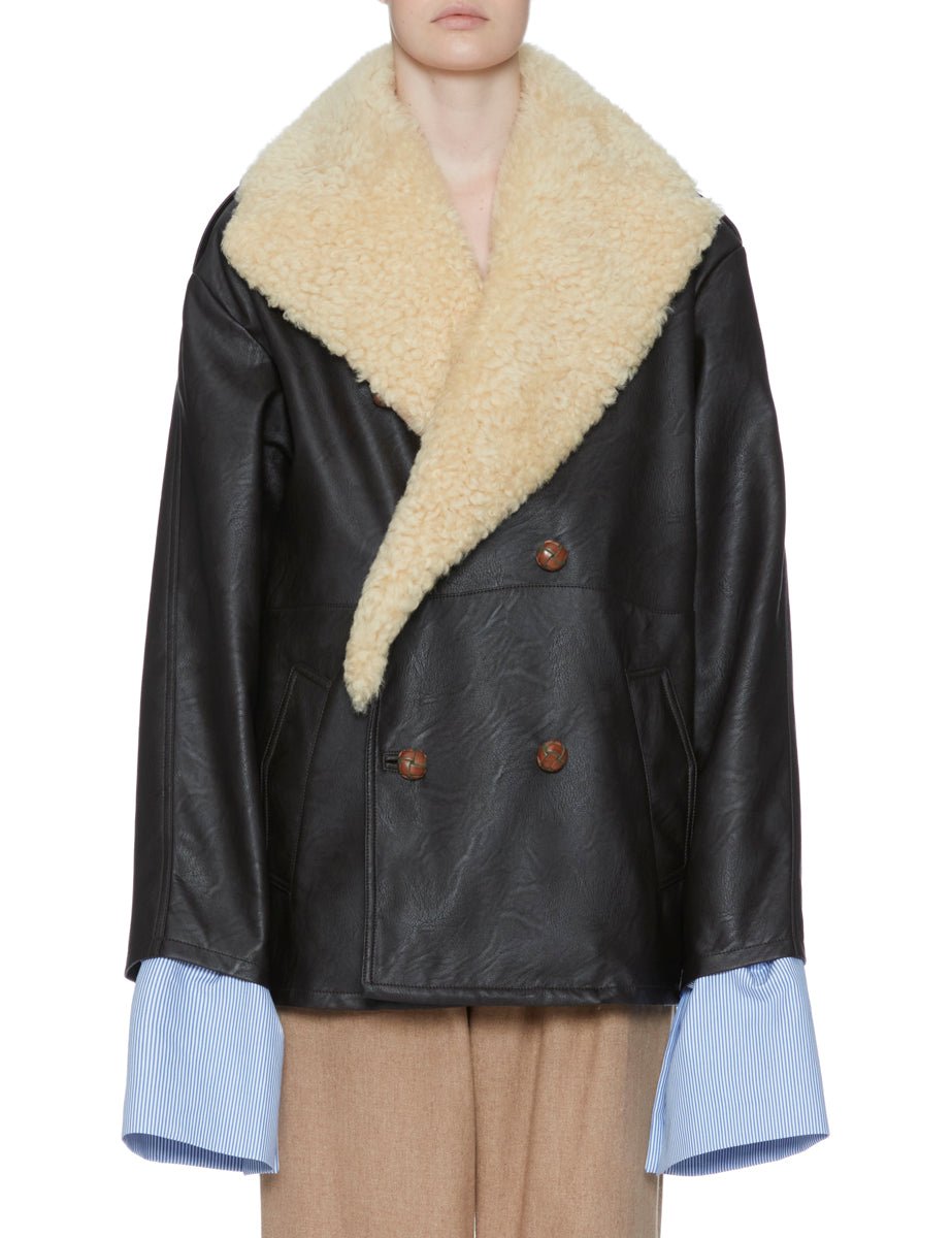 peacoat carlo ecopelle montone moro - jejia - giacca