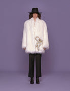 pelliccia ecofox strass bianco - Frida SRL