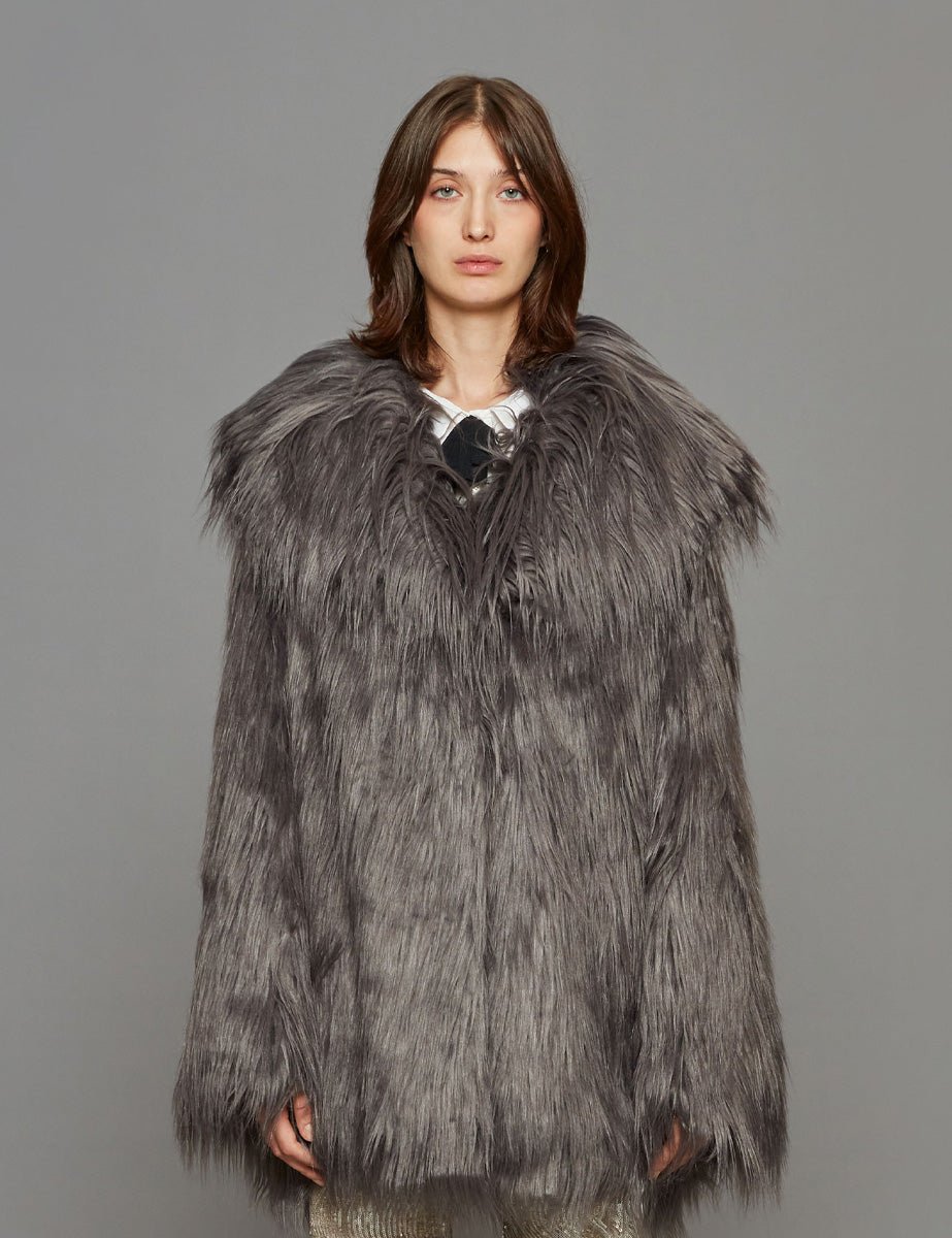 pelliccia ecofur grey pinstripe - Frida SRL