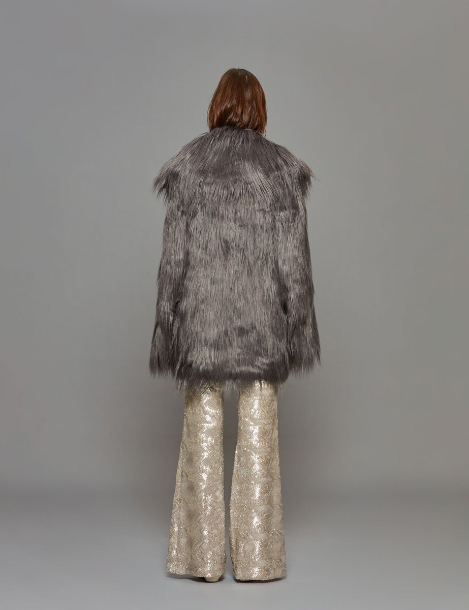pelliccia ecofur grey pinstripe - Frida SRL