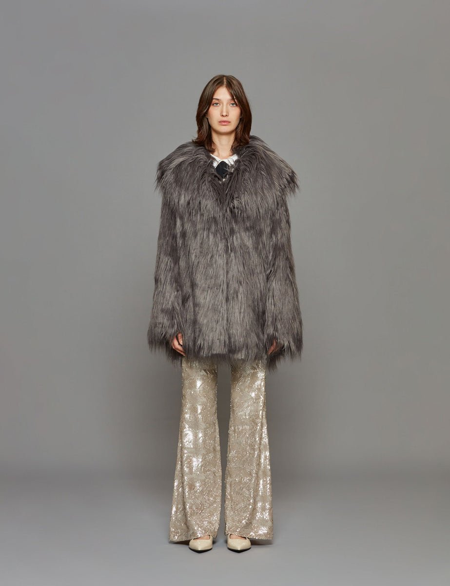 pelliccia ecofur grey pinstripe - Frida SRL