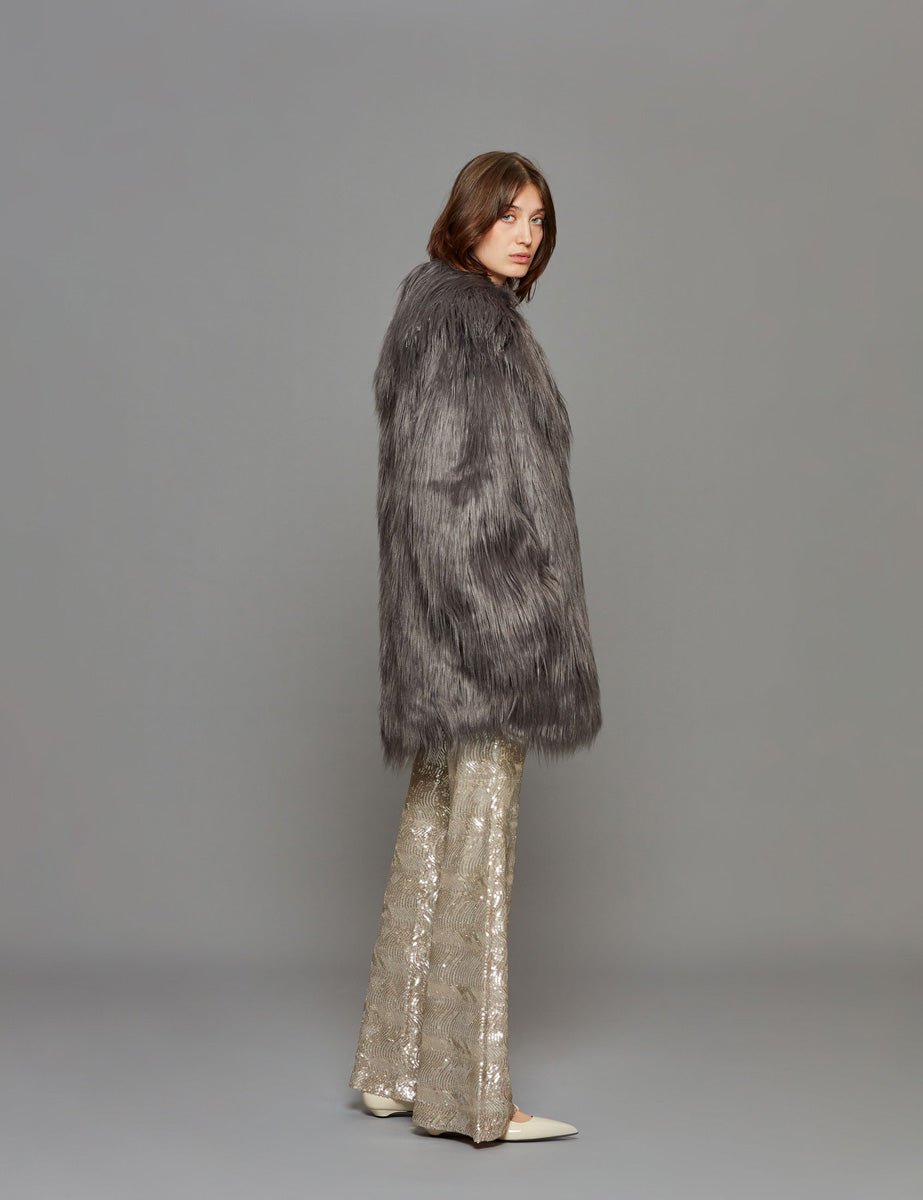 pelliccia ecofur grey pinstripe - Frida SRL