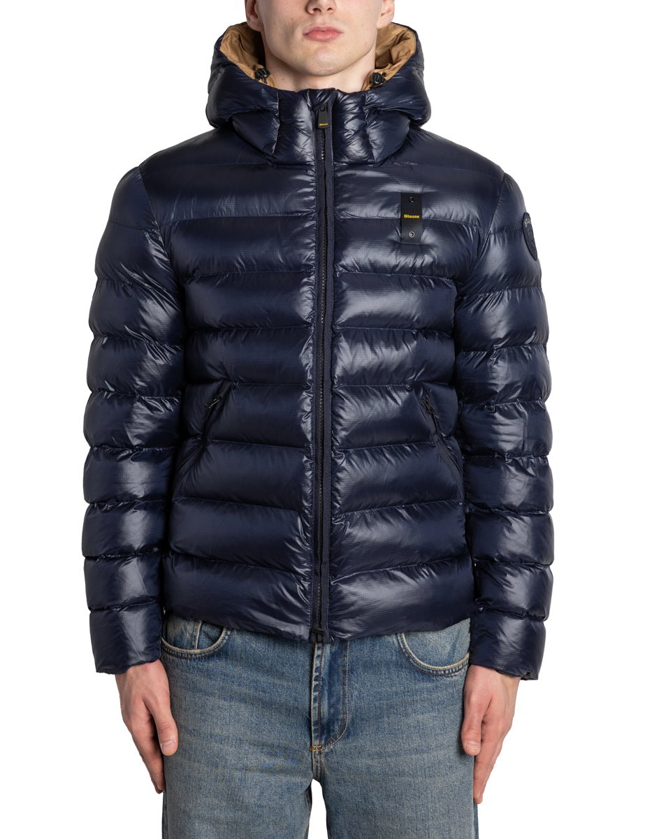 piumino adams cappuccio blu marrone - blauer - piumino