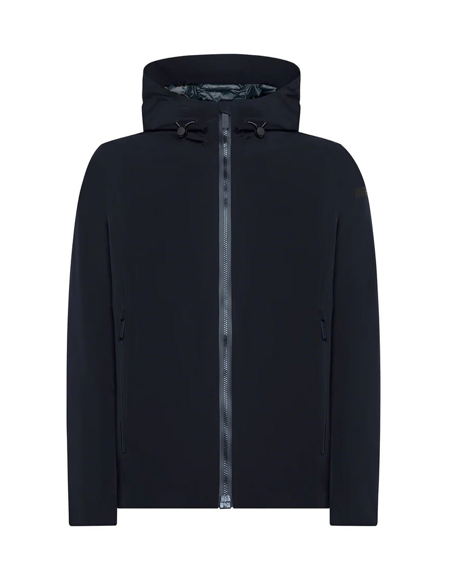 piumino cappuccio tecnico guscio blu - rrd - piumino