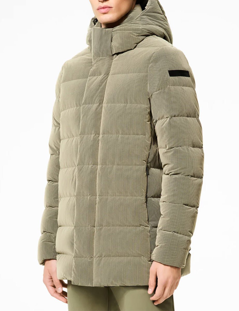 piumino techno velvet cappuccio salvia - rrd - piumino