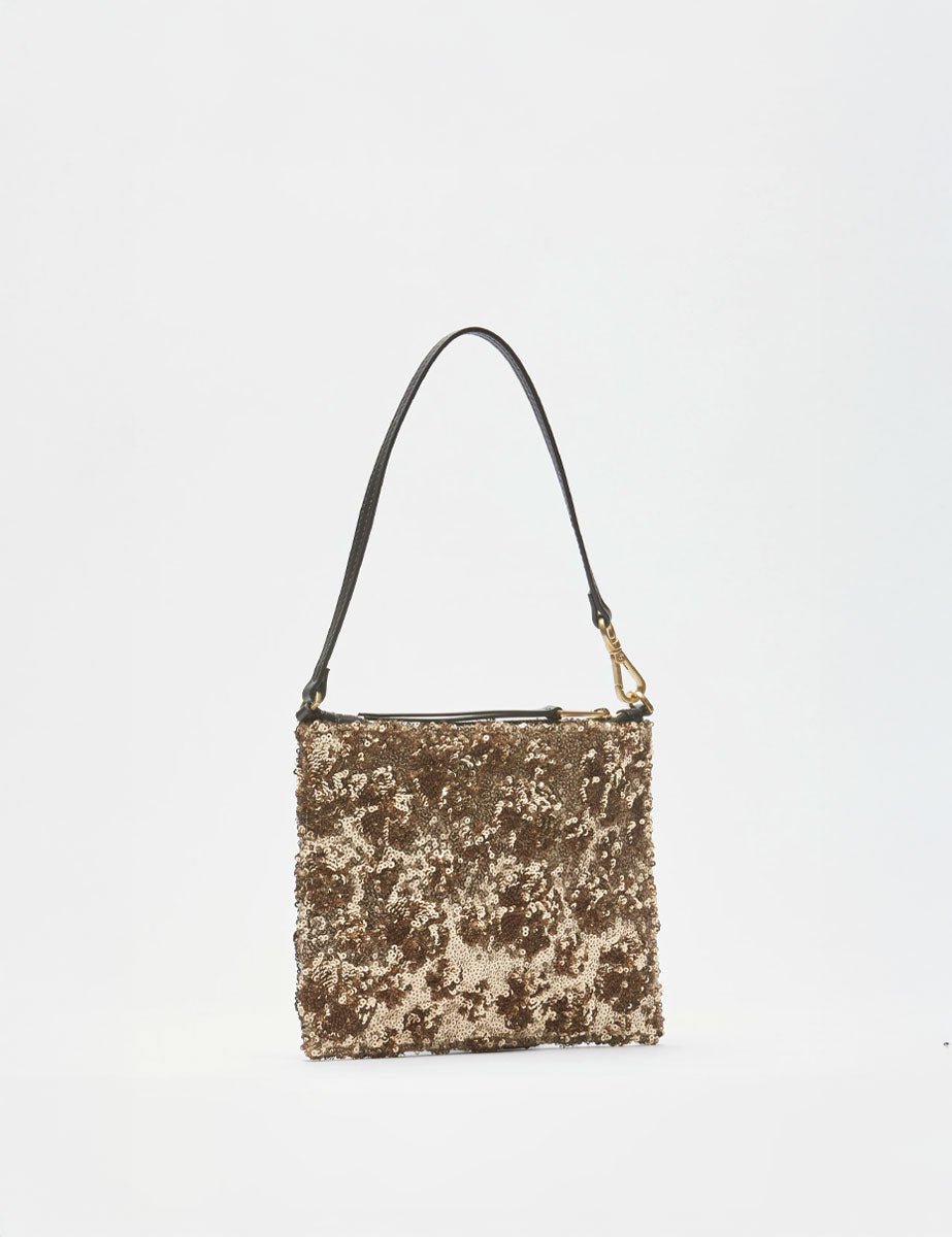 pochette paillettes large black gold - Frida SRL