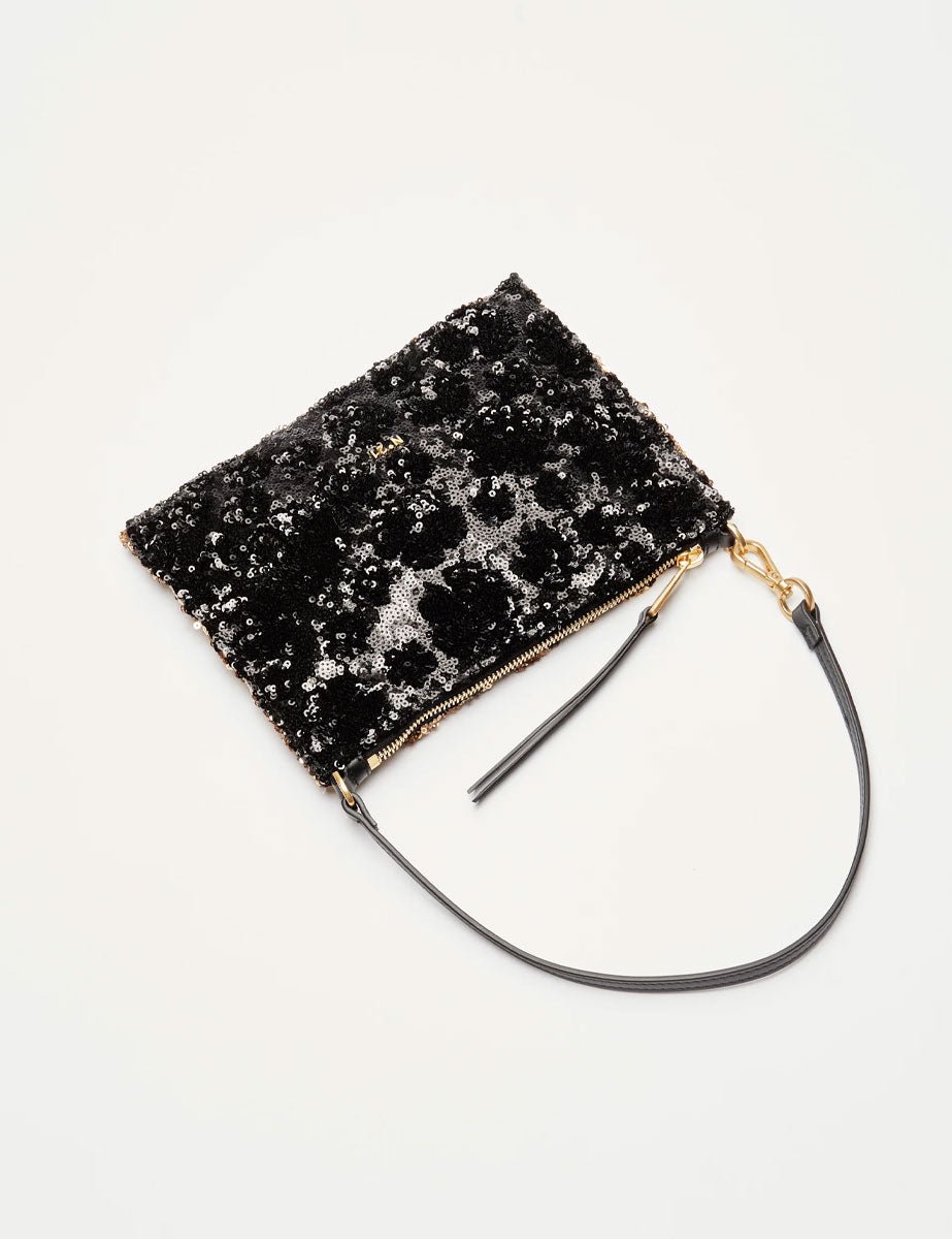 pochette paillettes large black gold - Frida SRL
