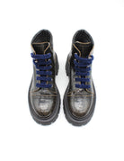 polacco stringato pelle crinkle nero - a.bocca - stivaletto