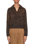 polo baby alpaca lana maculato marrone - roberto collina - pullover