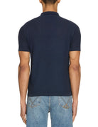 polo bottoni punto fantasia blu - Frida SRL