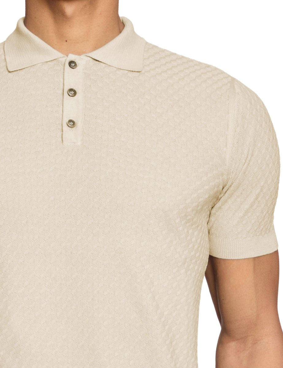 polo bottoni punto fantasia sand - blufrida - polo