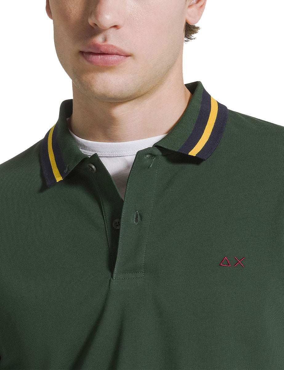 polo collo strisce verde scuro - sun68 - polo