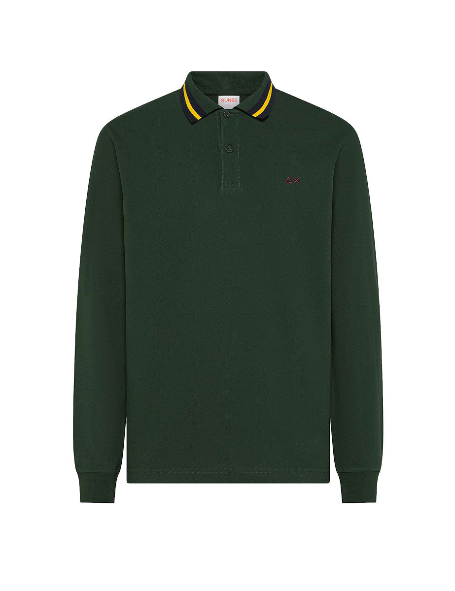 polo collo strisce verde scuro - sun68 - polo