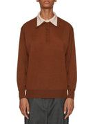 polo doppio collo marrone rosa - plan c - pullover