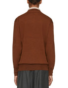 polo doppio collo marrone rosa - plan c - pullover