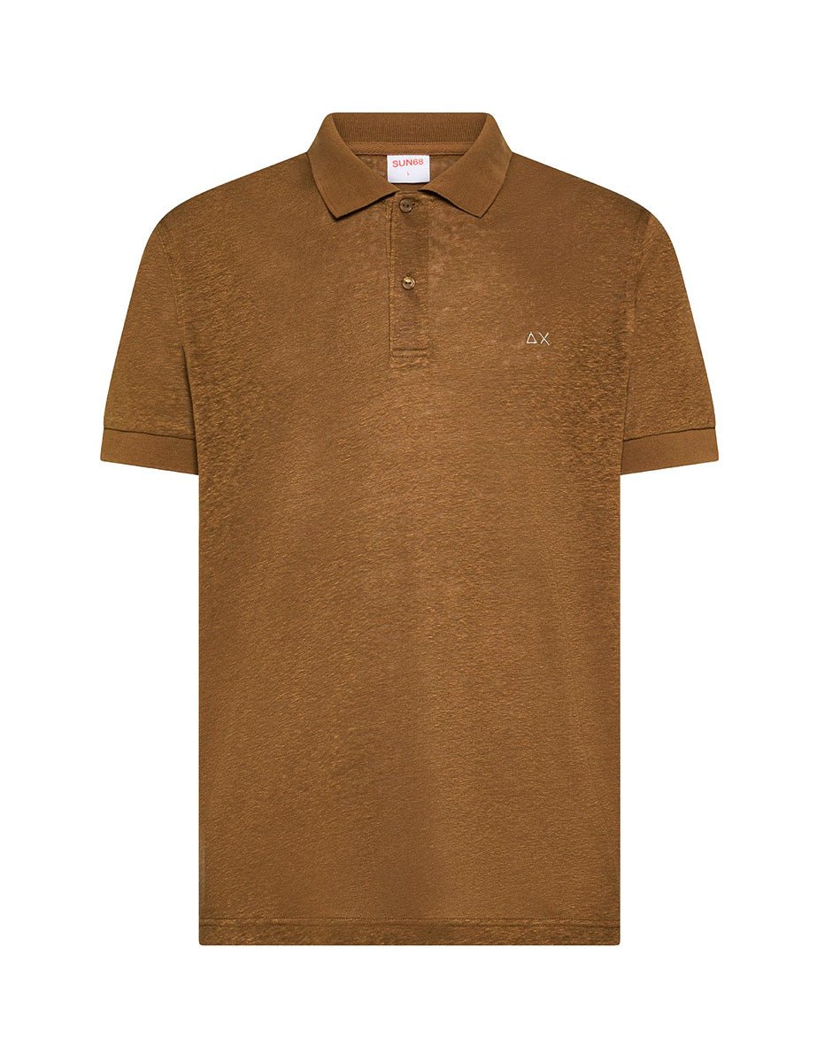 polo jersey di lino volpe terra - sun68 - polo