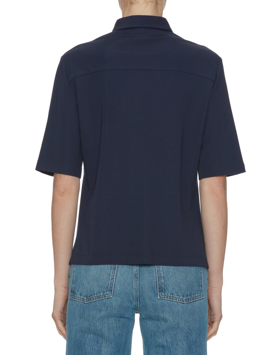 polo jersey elasticizzato blu navy - blufrida - camicia manica corta