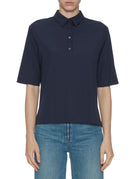 polo jersey elasticizzato blu navy - blufrida - camicia manica corta