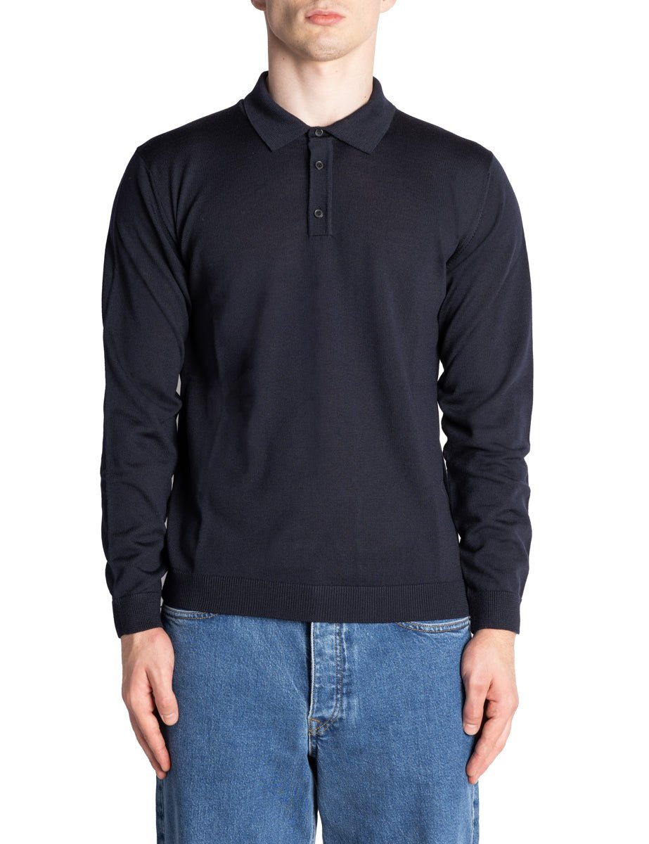 polo merinos extrafine blu navy - roberto collina - polo