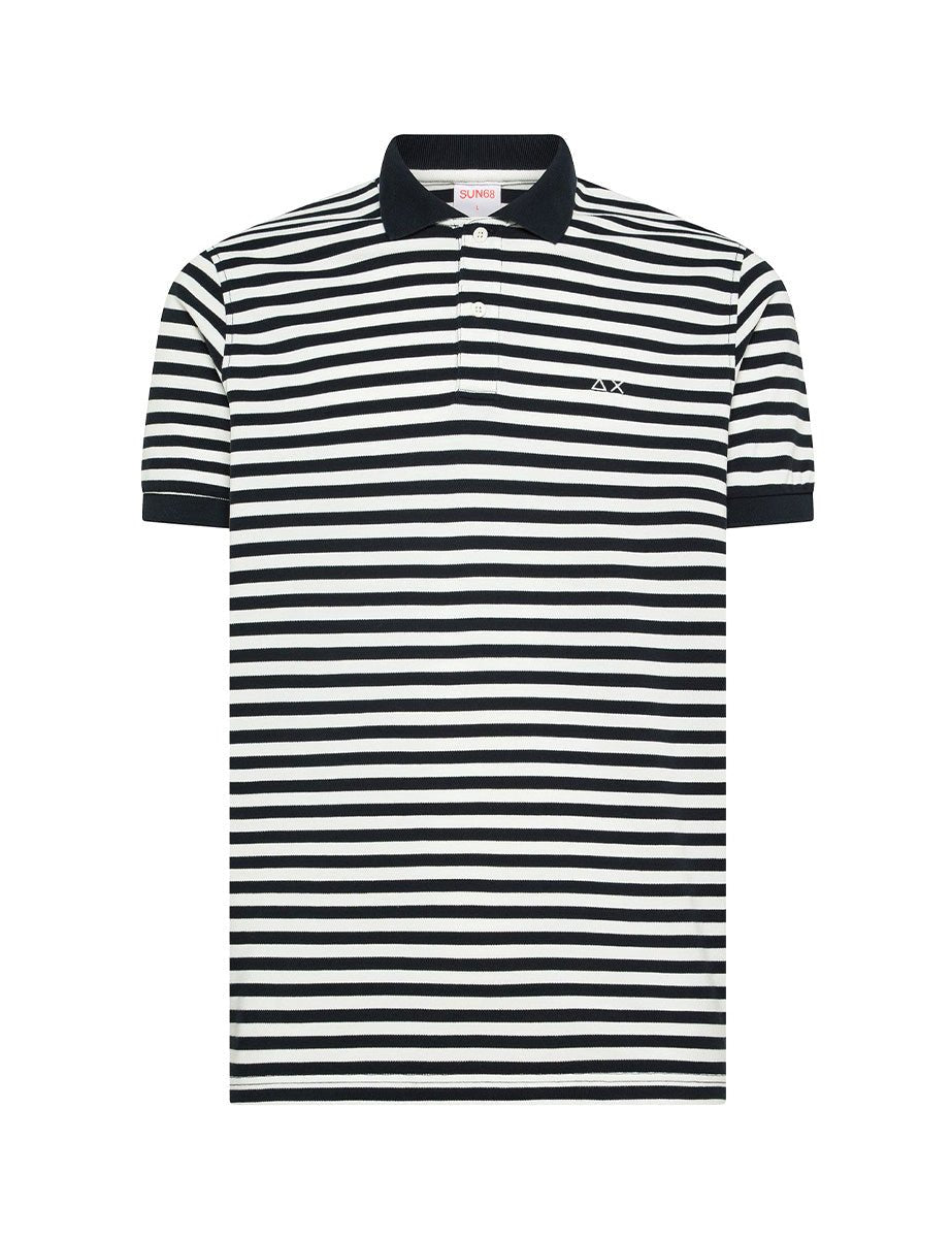 polo piquet riga blu bianco - sun68 - polo