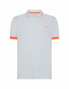 polo piquet riga collo fluo bianco - sun68 - maglia