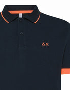 polo piquet riga collo fluo blu navy - sun68 - maglia