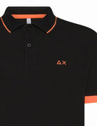 polo piquet riga collo fluo nero - sun68 - maglia