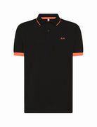 polo piquet riga collo fluo nero - sun68 - maglia