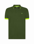 polo piquet riga collo fluo verde scuro - sun68 - maglia