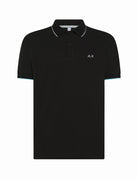 polo piquet riga collo nero - sun68 - maglia