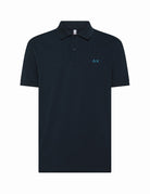 polo piquet sottocollo fiore blu navy - sun68 - maglia