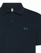 polo piquet sottocollo fiore blu navy - sun68 - maglia