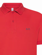 polo piquet sottocollo fiore rosso - sun68 - maglia