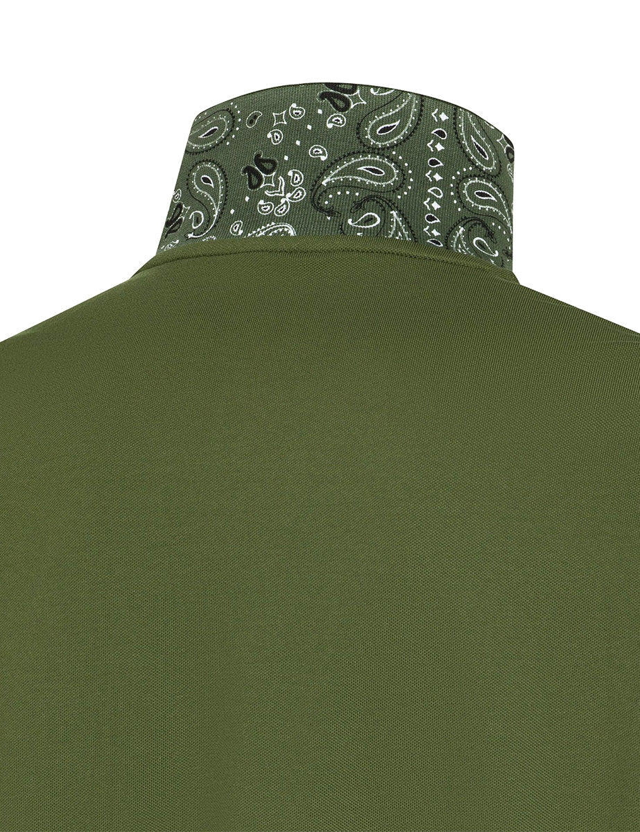 polo piquet sottocollo paisley verde scuro - sun68 - polo