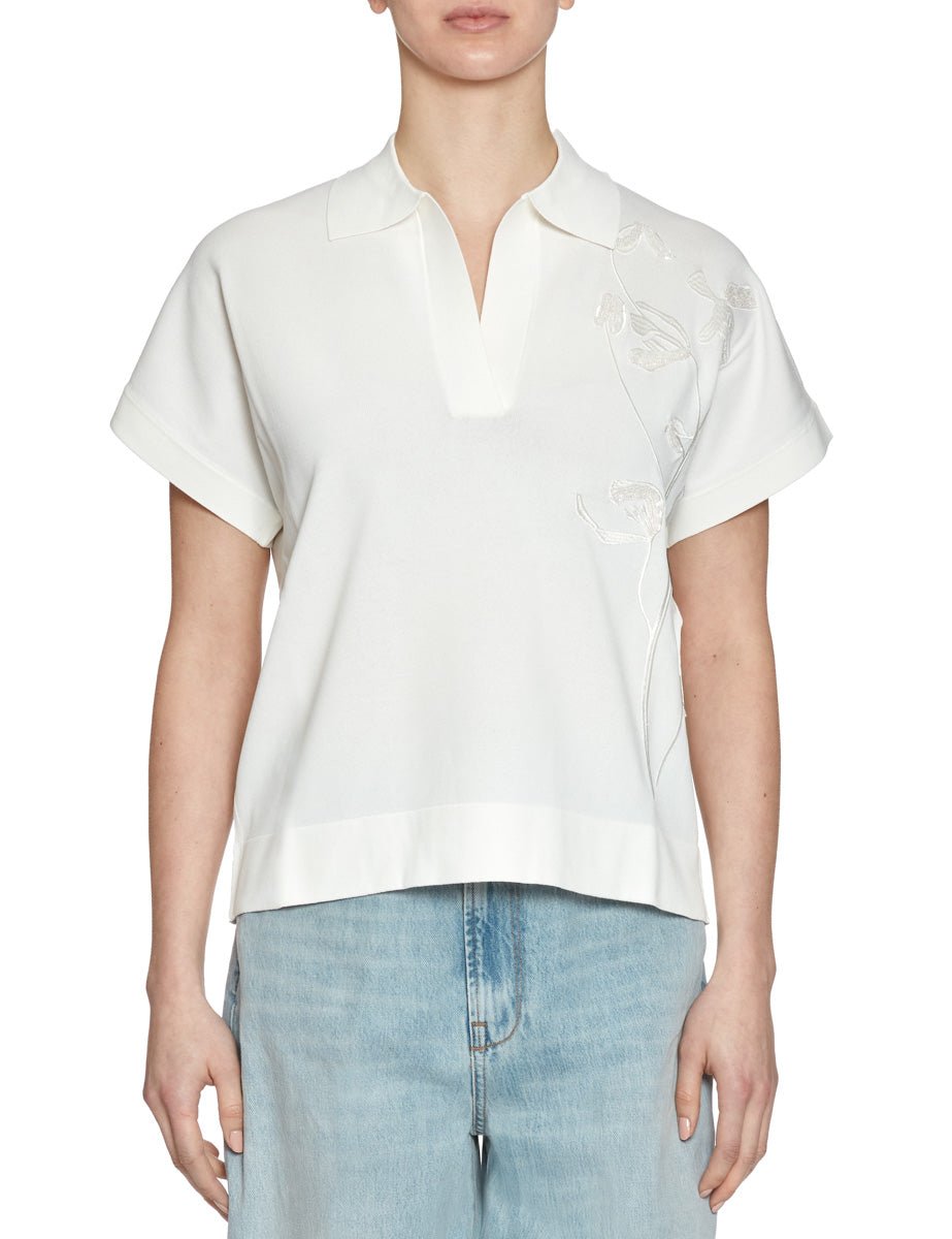 polo ricami punto milano latte - alpha - maglia