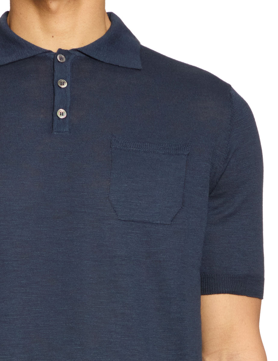 polo taschino cotone fiammato blu - blufrida - polo