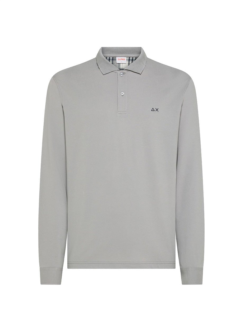 polo toppa check grigio medio - sun68 - maglia