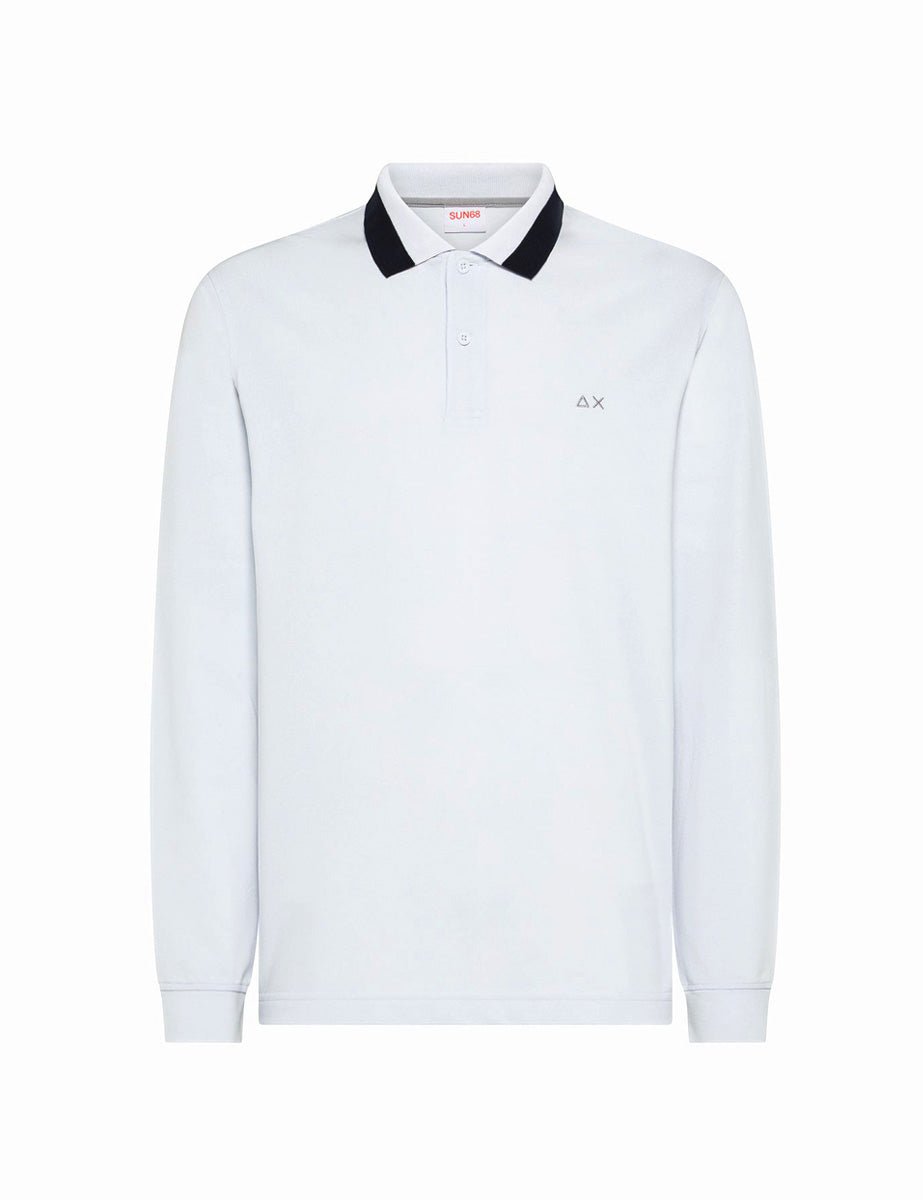 polo toppa riga collo bianco - sun68 - maglia