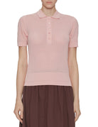 polo traforata viscosa stretch rosa - alpha - camicia manica corta