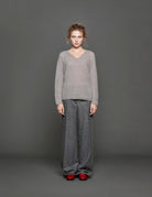 pull scollo v mohair grigio - Frida SRL