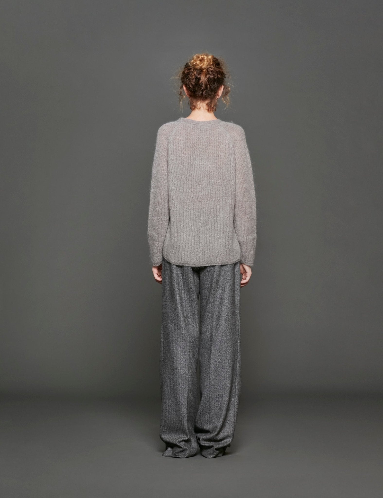 pull scollo v mohair grigio - max mara leisure - pullover