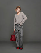 pull scollo v mohair grigio - Frida SRL